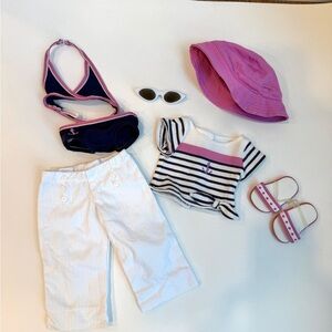 American Girl Doll Outfit - Pink, White, and Navy Set